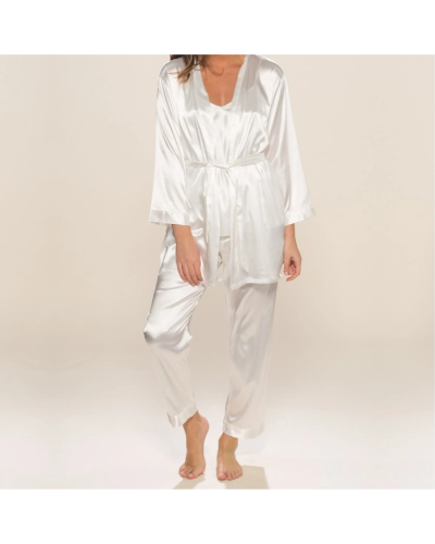 Pyjama en satin blanc personnalisable