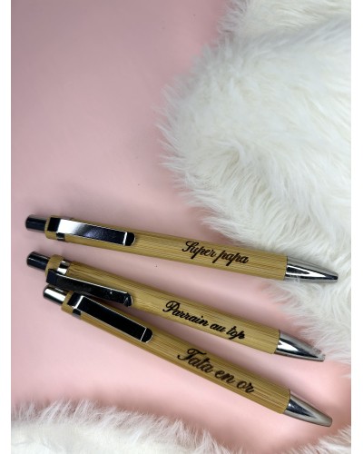 Stylo en bambou personnalisé – Gravure laser avec texte ou logo au choix