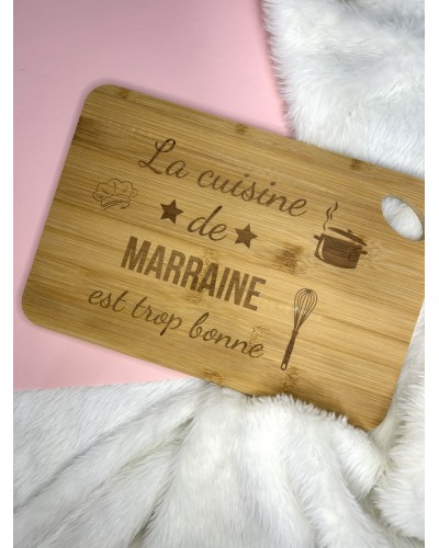 Planche à découper personnalisée en bambou 30 cm – Gravure laser – Idée cadeau originale à suspendre