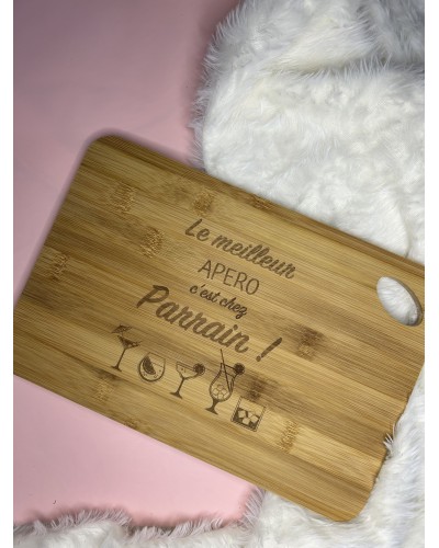 Planche à découper personnalisée en bambou 30 cm – Gravure laser – Idée cadeau originale à suspendre