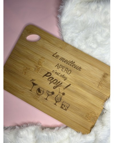 Planche à découper personnalisée en bambou 30 cm – Gravure laser – Idée cadeau originale à suspendre
