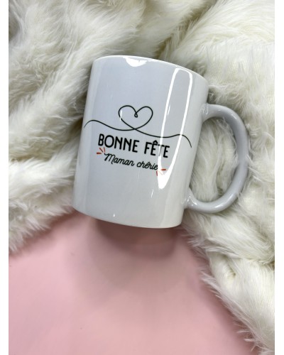 Mug illustré « bonne fête maman chérie » – Cadeau fête des mères prêt à offrir