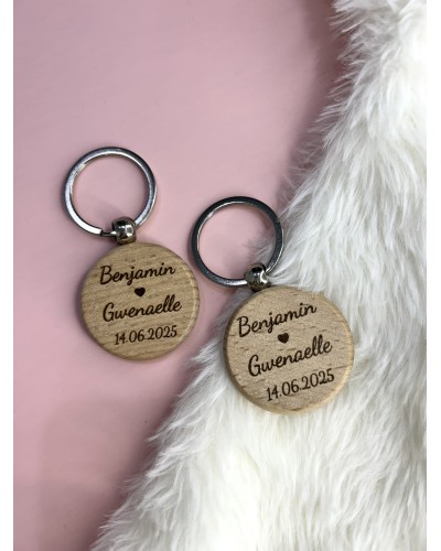 Porte-clés rond en bambou personnalisé – Gravure laser – Cadeau unique et naturel