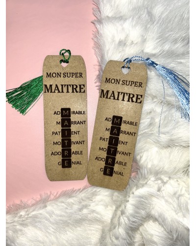 Marque-page Scrabble en bois – Cadeau fin d’année pour Maître, Maîtresse, Atsem ou AESH