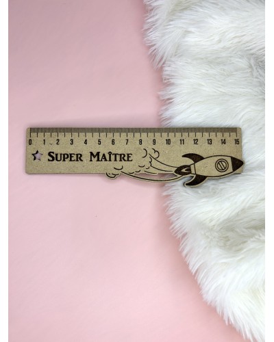 Règle en bois 15 cm – Cadeau original pour Maîtresse, Maître ou Atsem