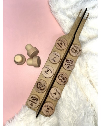Bouchon de bouteille personnalisé en bois et caoutchouc – Gravure laser sur bois