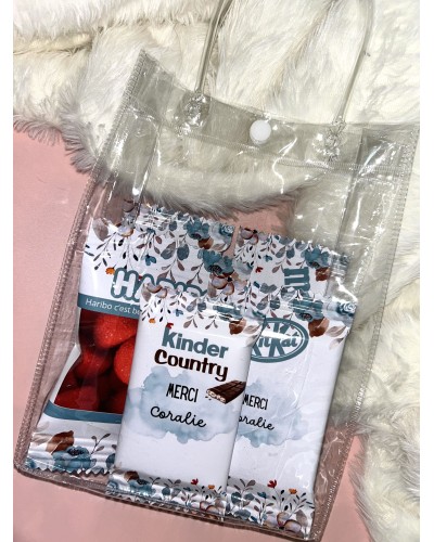 Pack de gourmandises personnalisées – 4 ou 5 douceurs dans sac kraft ou PVC – Cadeau original pour toutes les occasions