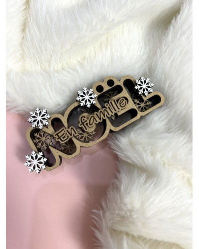 Mot décoratif multicouche "Noël en famille" en bois MDF 3 mm