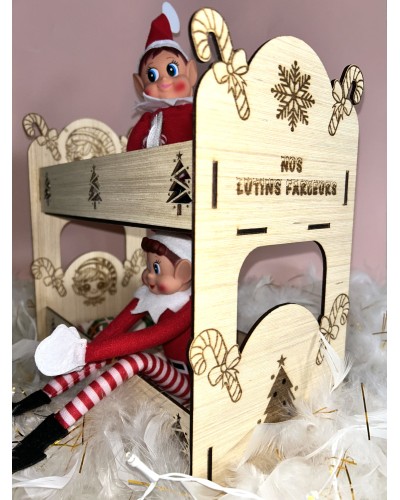 Lit de lutin personnalisé – 3 versions (simple, double ou superposé) – Bois de peuplier 3 mm