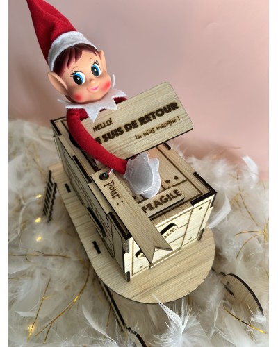 Traîneau d’arrivée des lutins en bois personnalisable