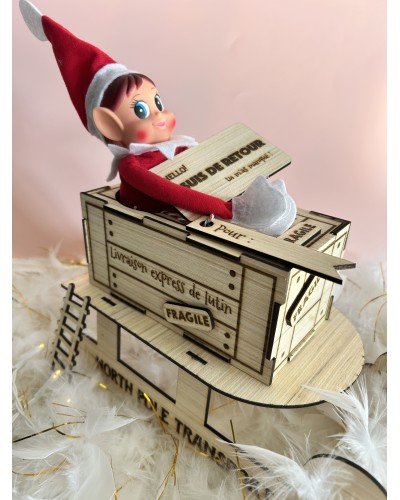 Traîneau d’arrivée des lutins en bois personnalisable