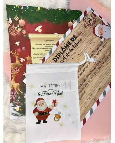 Pochon spécial tétine à offrir au Père Noël – Rituel symbolique pour enfant – Lettre personnalisée incluse