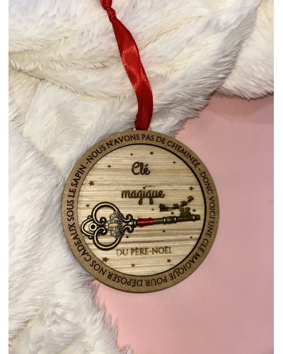 Clé magique du Père Noël – Bois et métal – Pour les maisons sans cheminée