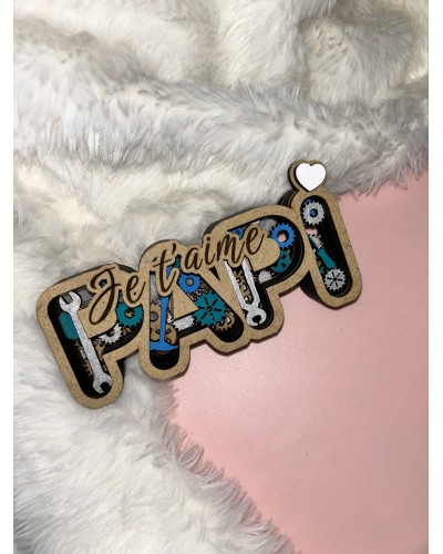 Mot décoratif multicouche “Papy” en bois MDF 3 mm