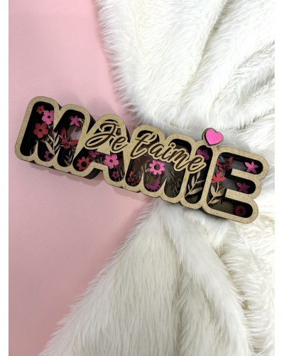 Mot décoratif multicouche « Mamie » en bois MDF – Déco personnalisée colorée