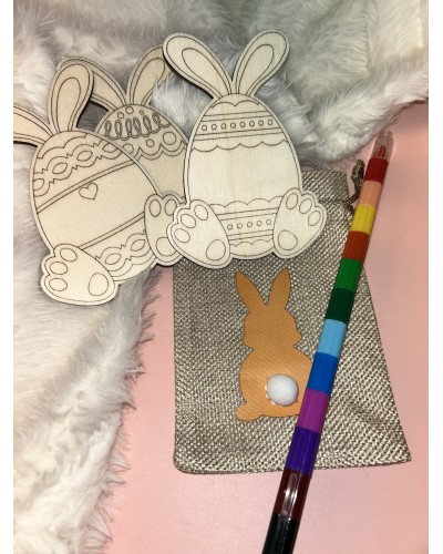 Activité manuelle de Pâques en bois – 3 supports à colorier avec stylo inclus